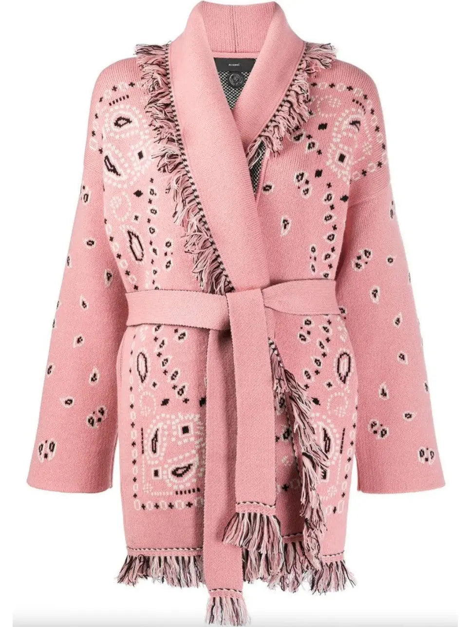 Bandana Jacquard Long Cardigan Pink - Sweaters & Knitwear