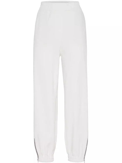 Beaded Chain-Trim French Terry Tracksuit in White - Suits & Sets