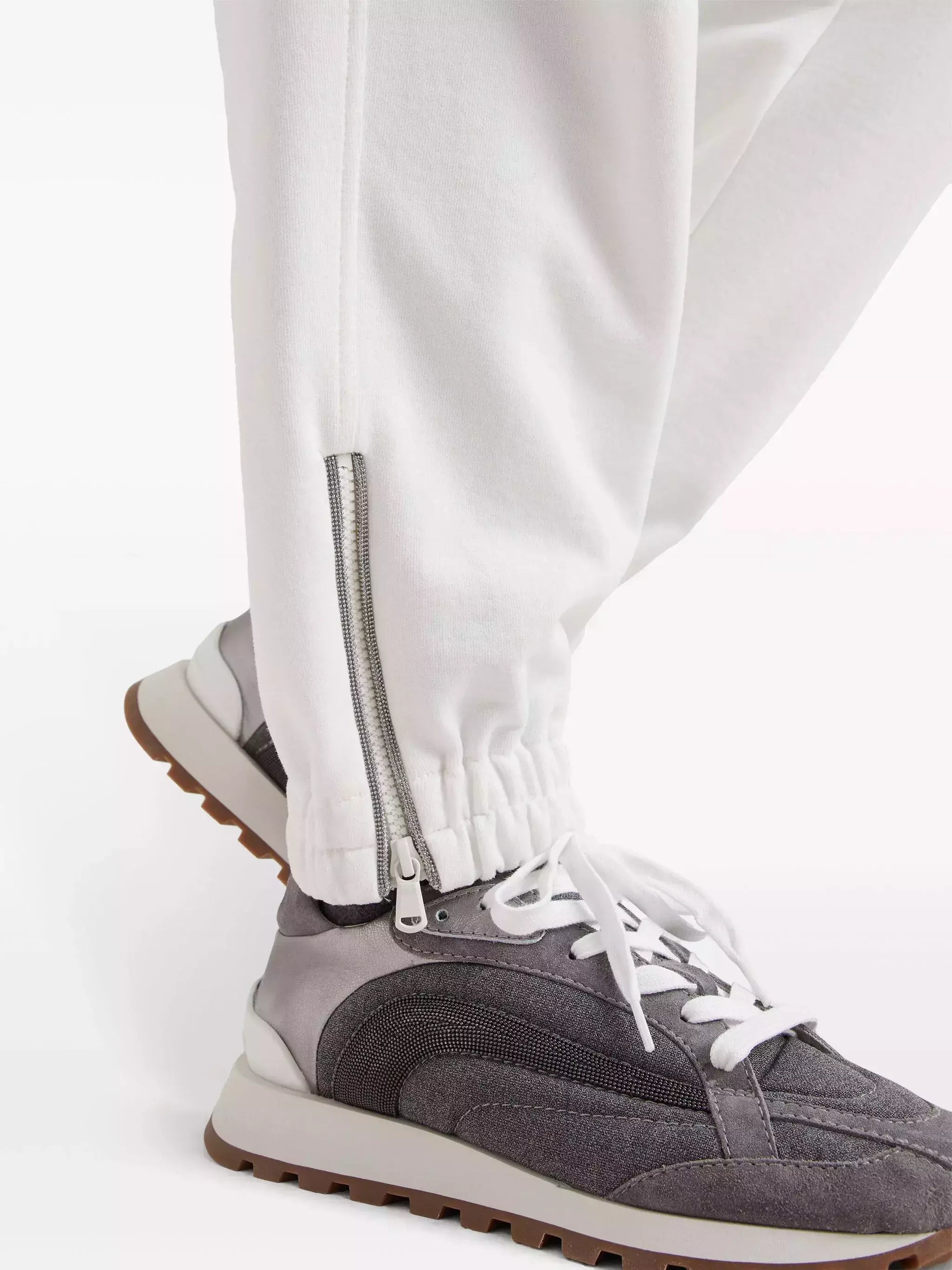 Beaded Chain-Trim French Terry Tracksuit in White - Suits & Sets