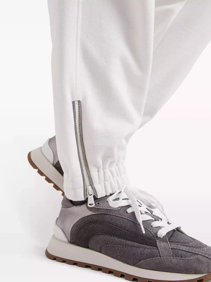 Beaded Chain-Trim French Terry Tracksuit in White - Suits & Sets
