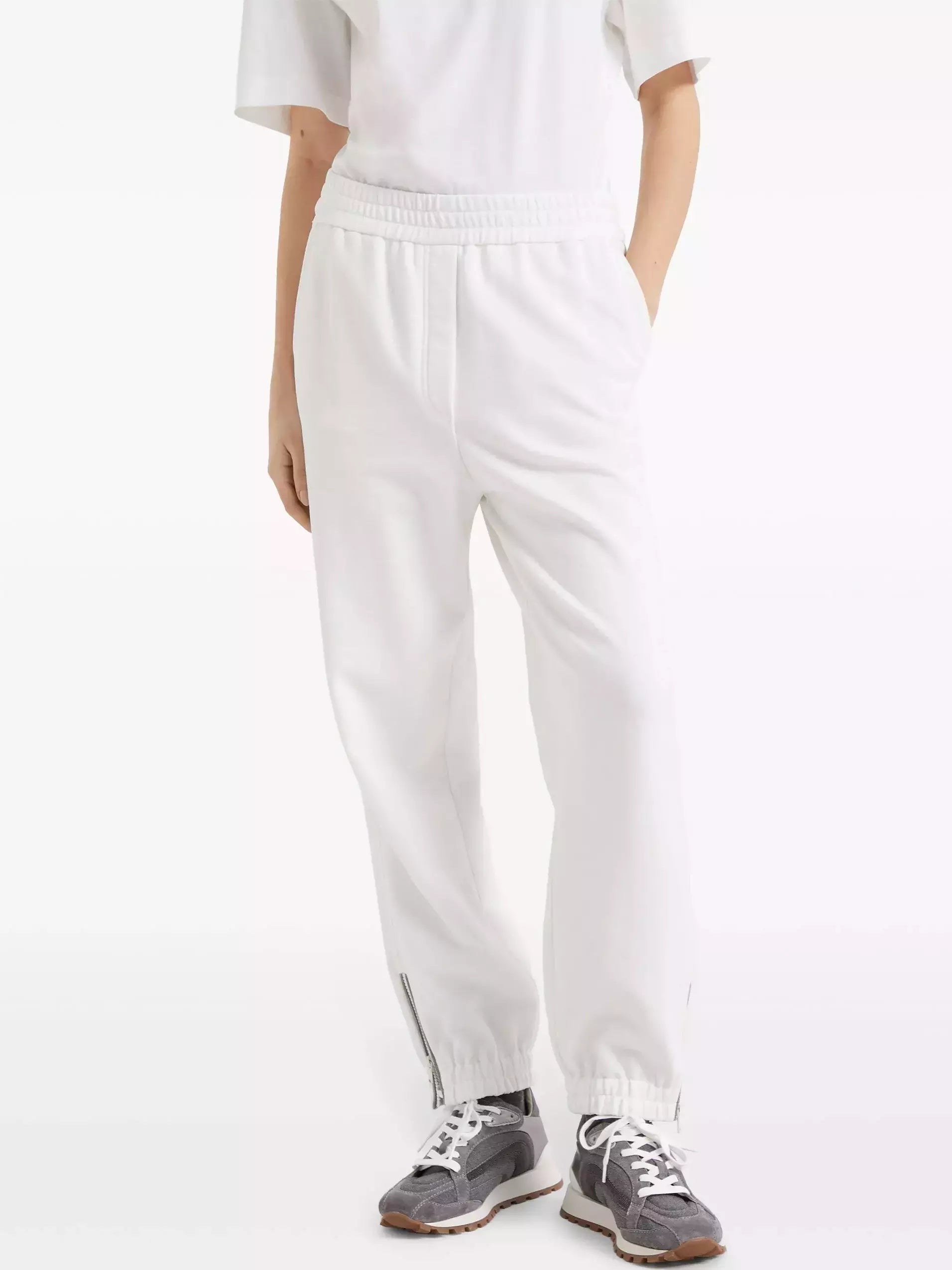Beaded Chain-Trim French Terry Tracksuit in White - Suits & Sets