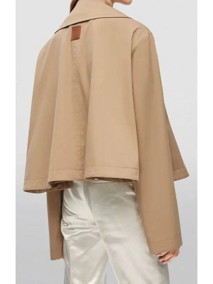 Beige Cotton Cropped Trench Jacket - Jackets