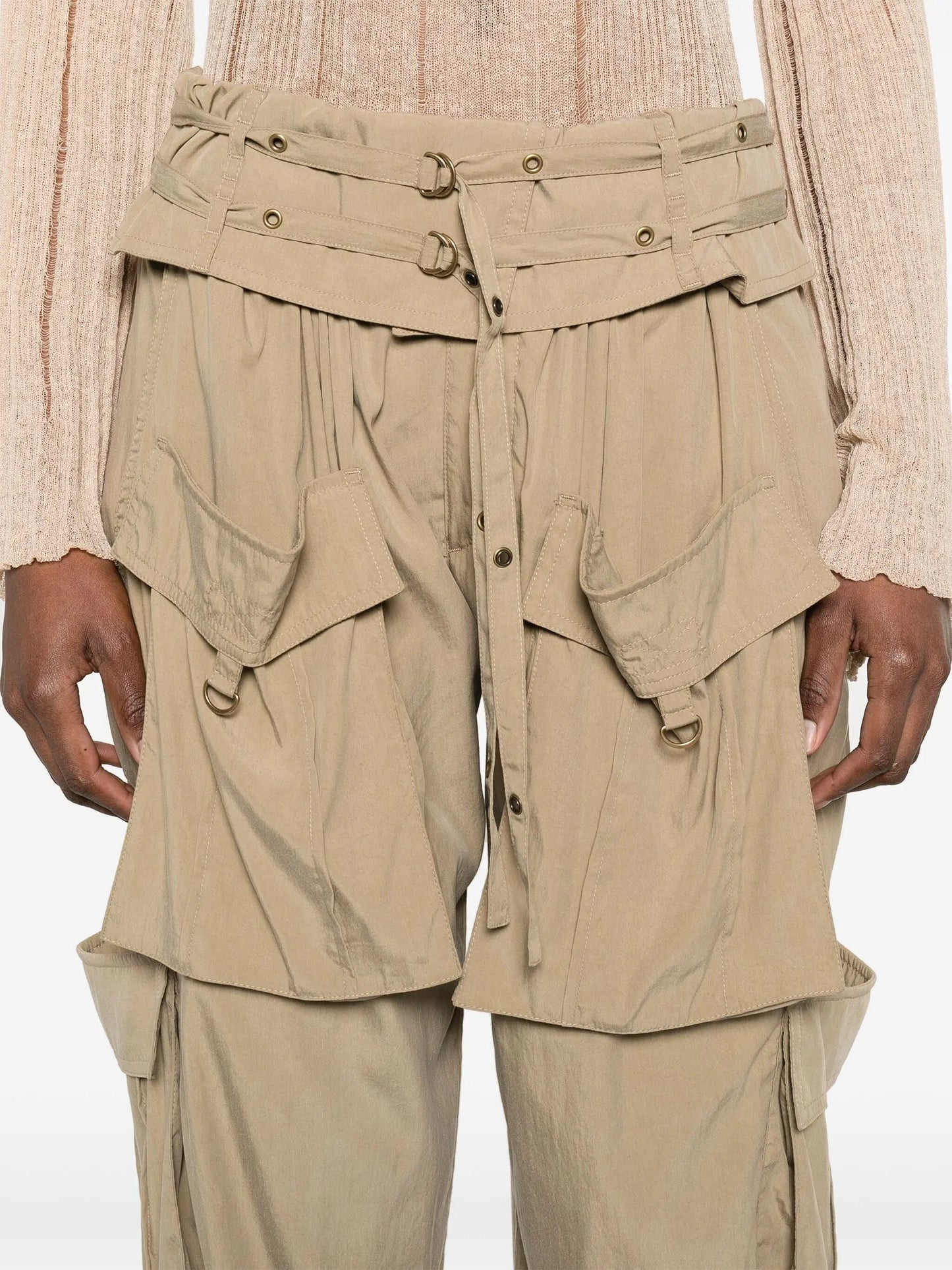 Beige Mid-Rise Cargo Pants - Jeans & Pants