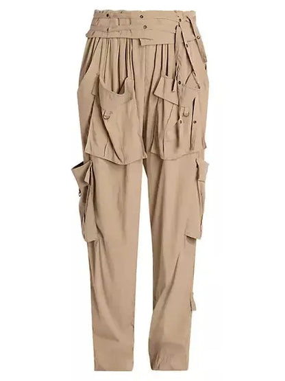 Beige Mid-Rise Cargo Pants - Jeans & Pants