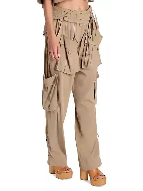 Beige Mid-Rise Cargo Pants - Jeans & Pants