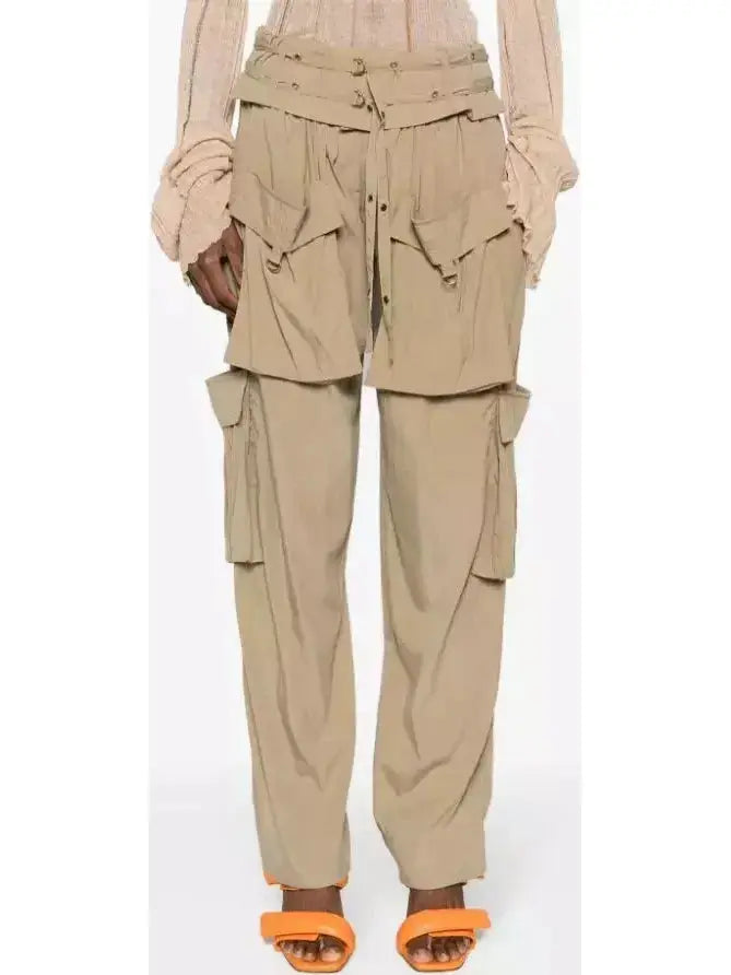 Beige Mid-Rise Cargo Pants - s - Jeans & Pants