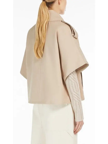 Beige Short-Sleeve Trench Jacket with Buckled Leather Belt Tab - Jackets