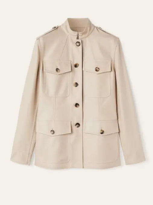 Beige Single-Breasted Safari Jacket - Jackets