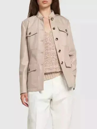 Beige Single-Breasted Safari Jacket - Jackets