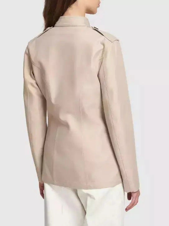 Beige Single-Breasted Safari Jacket - Jackets