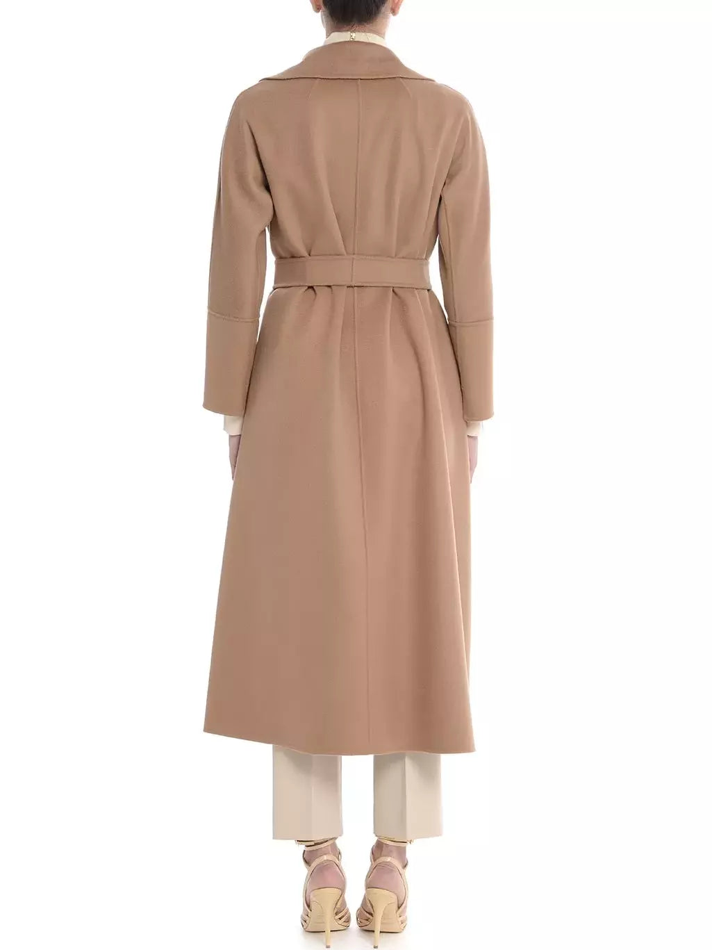 Belted Bathrobe Style Wool Wrap Coat in Camel - Coats