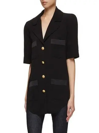 Belted Black Crepe Safari Shirt - Tops