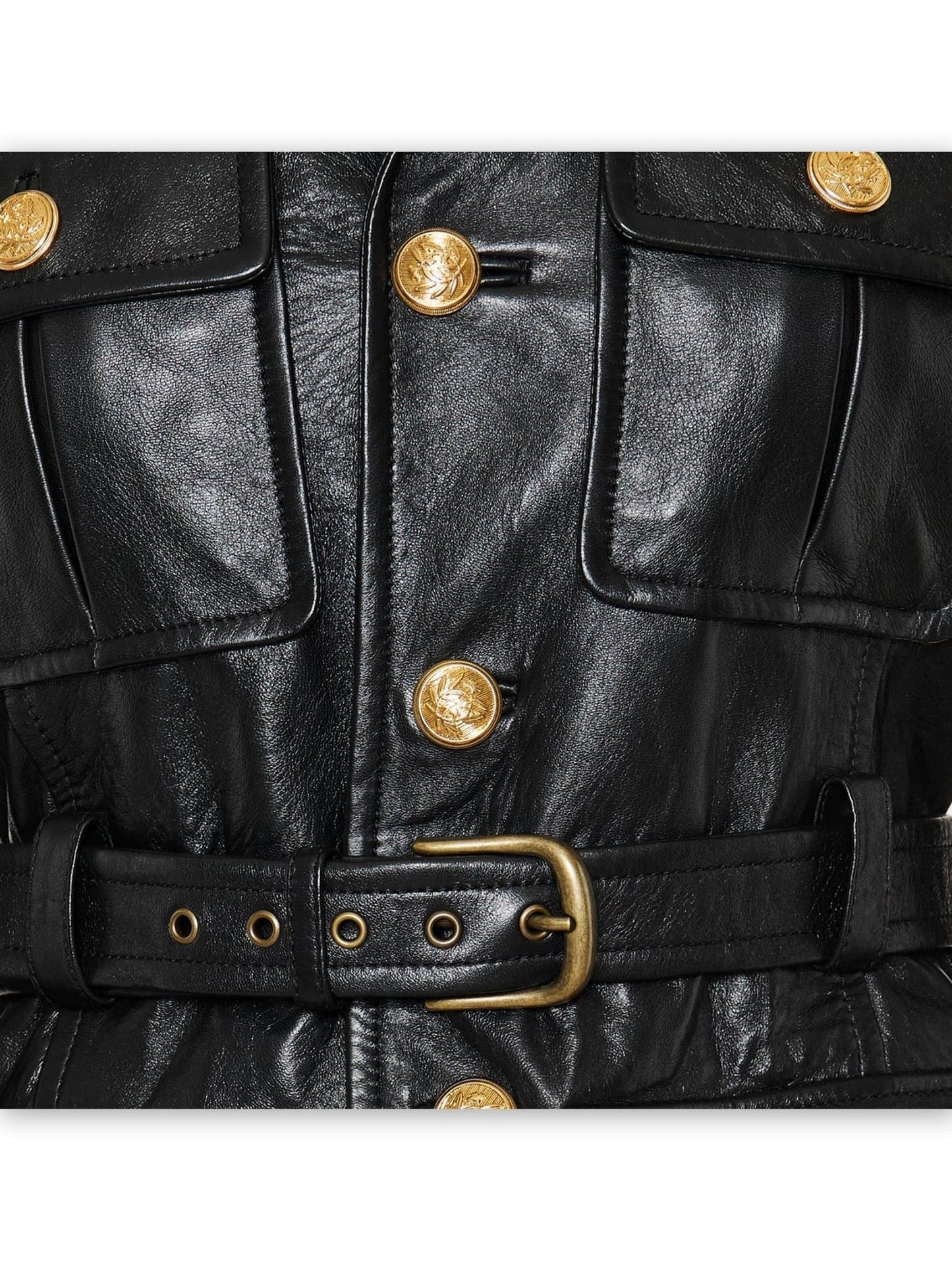 Belted Black Lambskin Leather Safari Jacket - Jackets