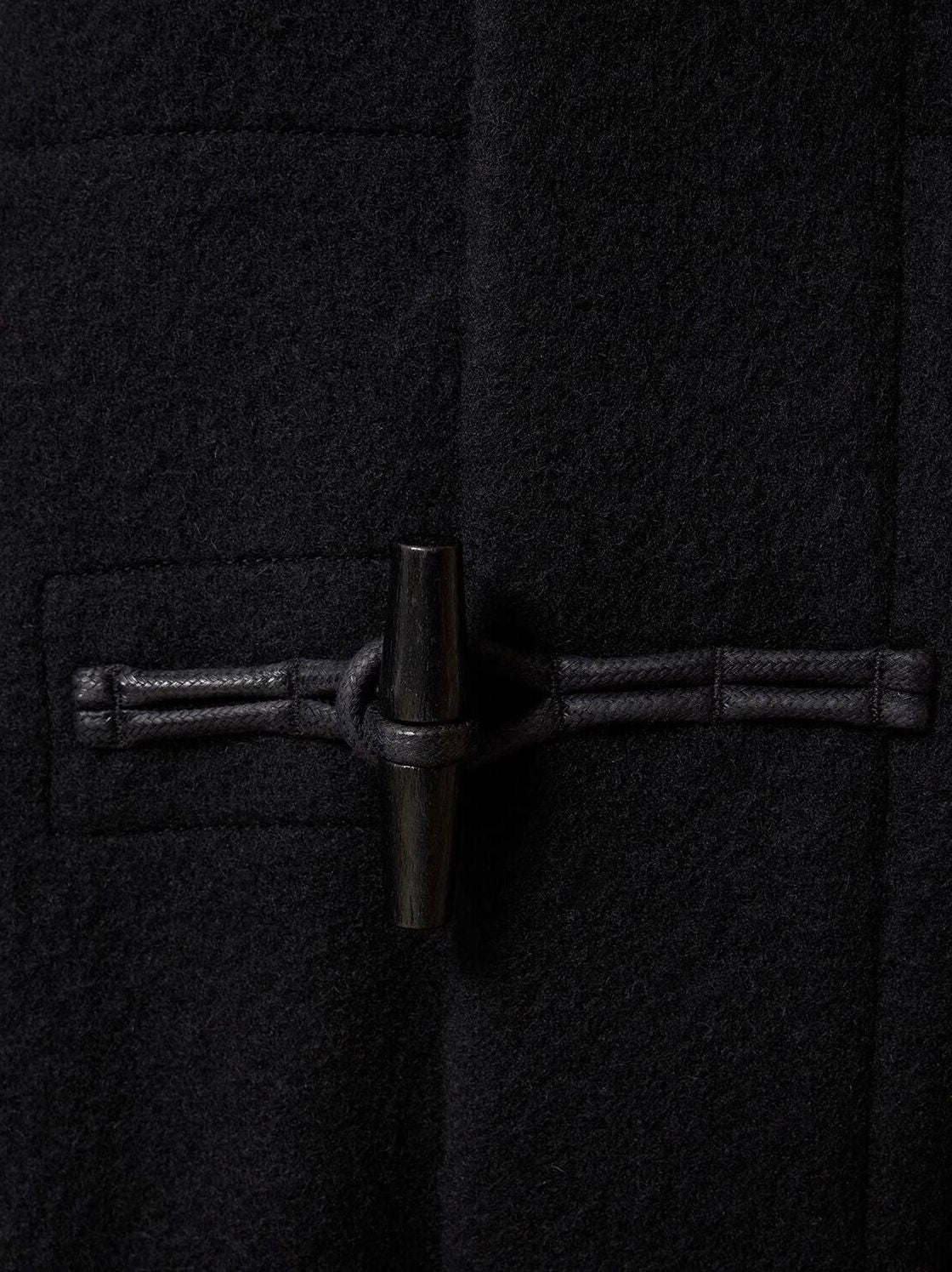 Belted Black Wool Duffle Jacket - Jackets