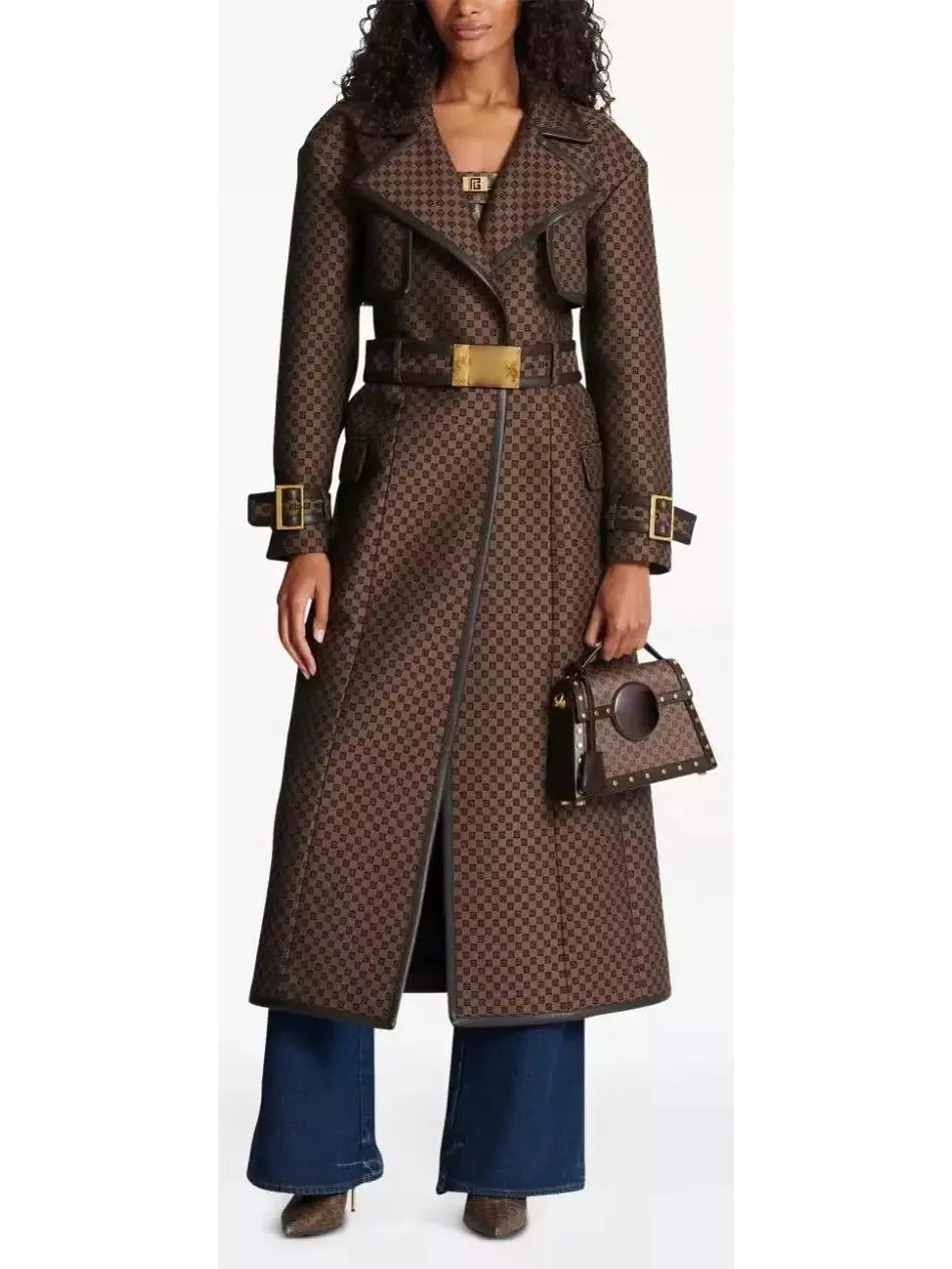 Belted Buckled Jacquard Monogram Trench Coat - Coats