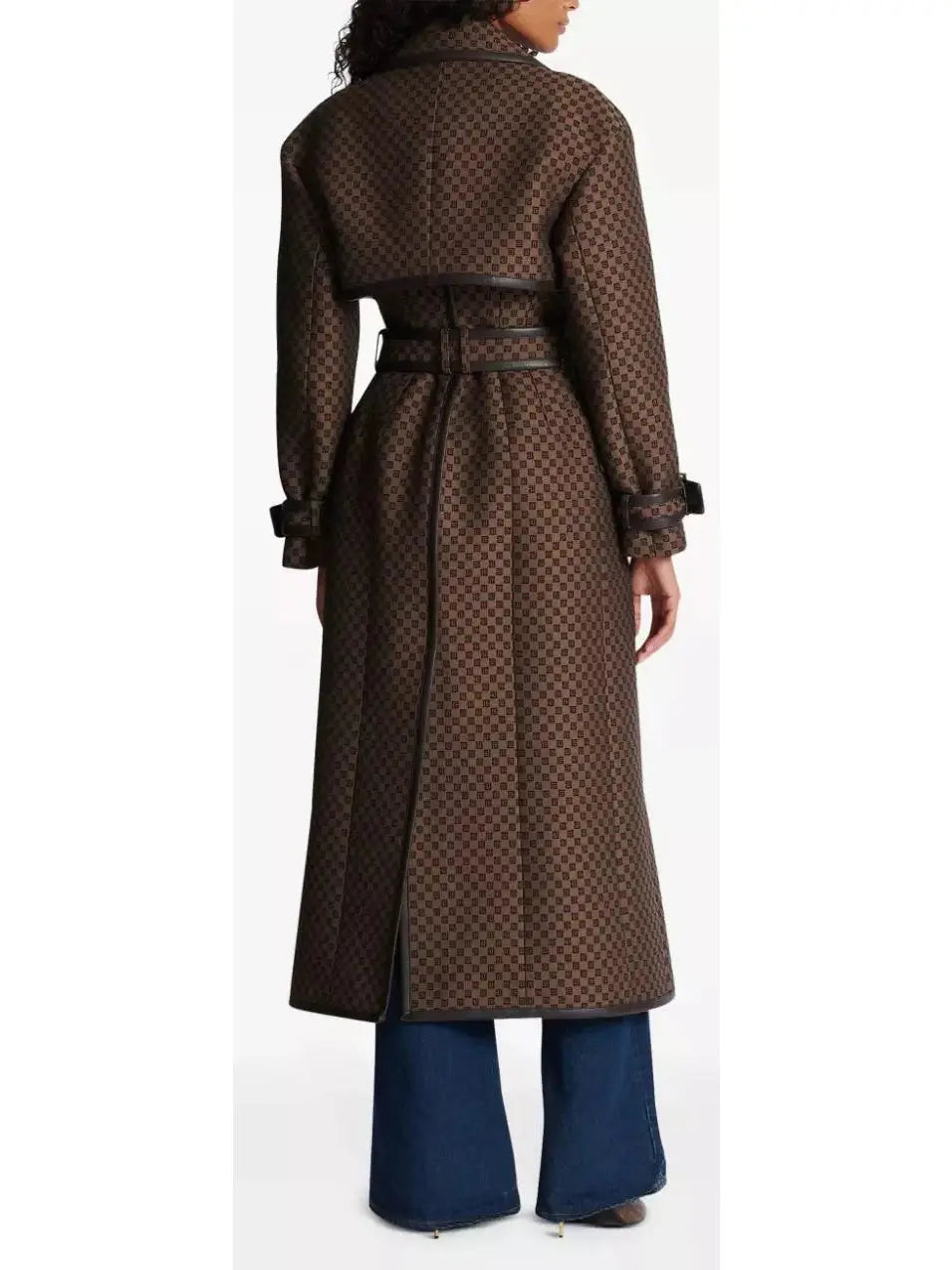 Belted Buckled Jacquard Monogram Trench Coat - Coats