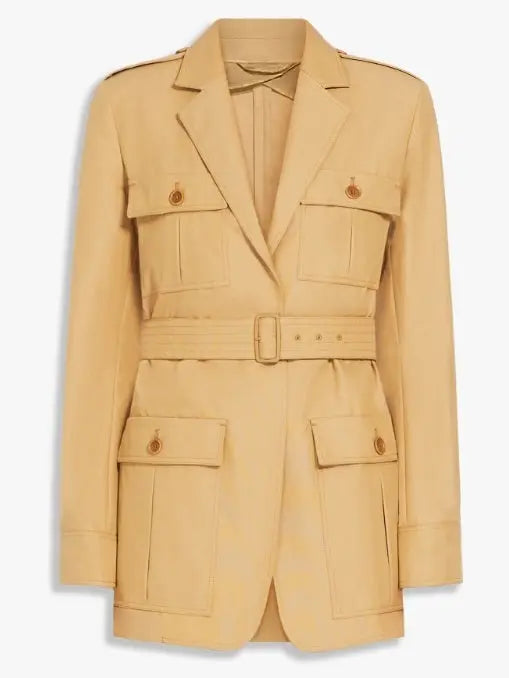 Belted Canvas Long Safari Jacket - Jackets