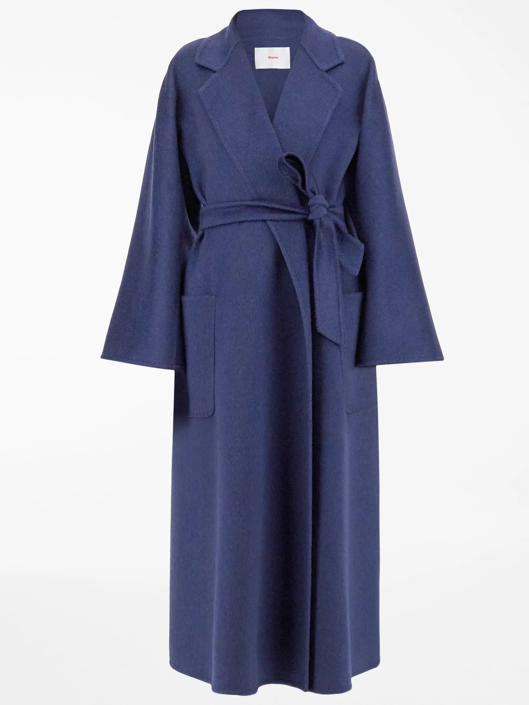 Belted Cashmere and Wool Coat in Blue - Coats