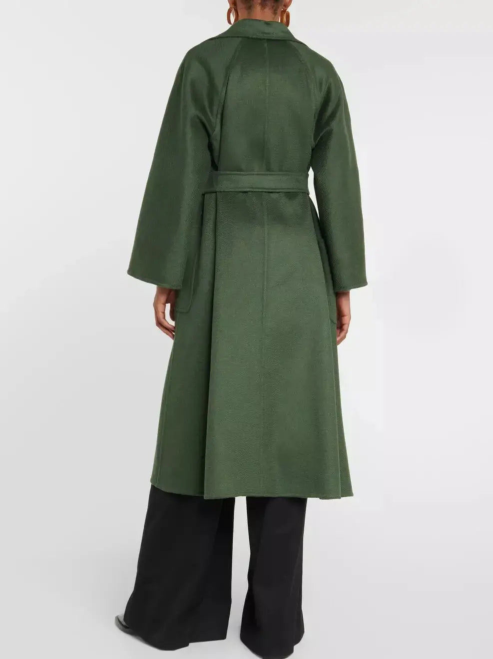 Belted Cashmere and Wool Coat in Dark Green - Coats