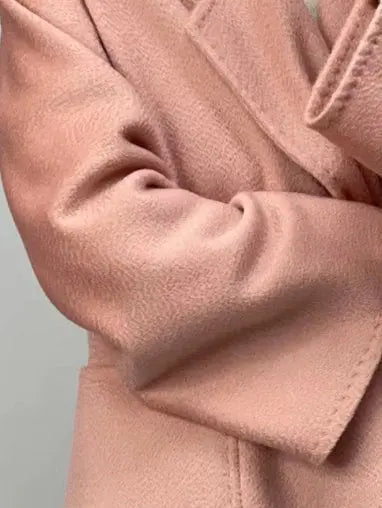 Belted Cashmere and Wool Coat in Dusty Pink - Coats