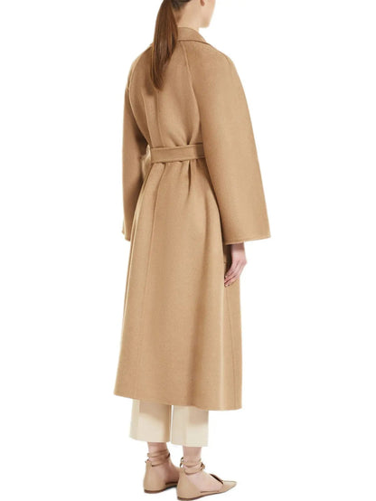 Belted Cashmere and Wool Coat in Natural Beige - Coats