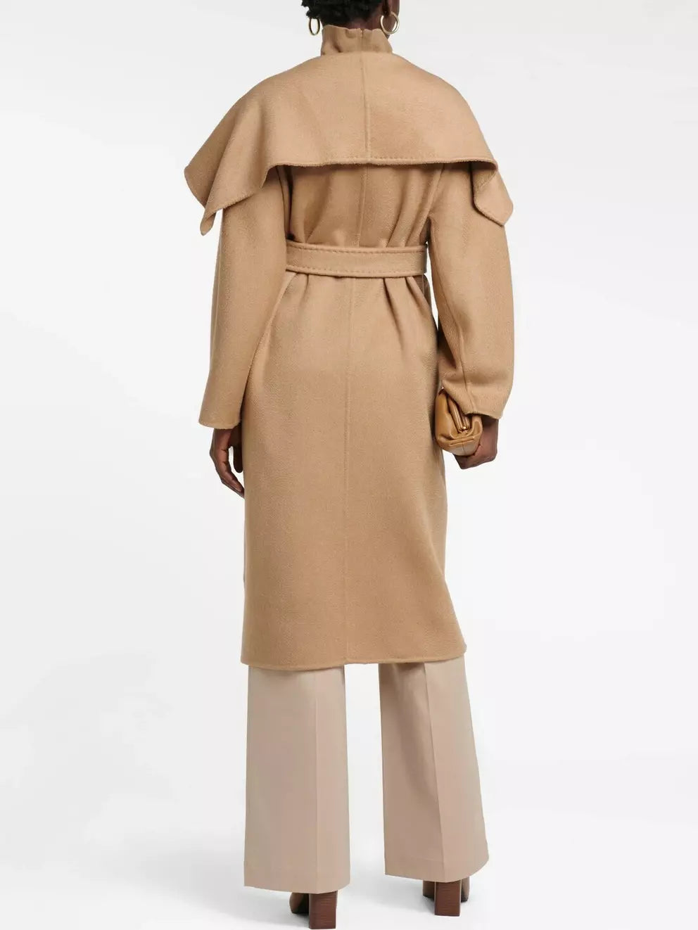 Belted Cashmere and Wool Wrap Coat in Camel - Coats