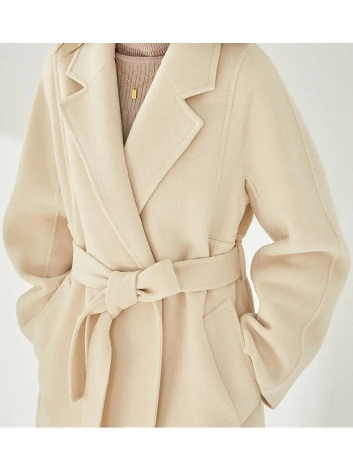 Belted Cashmere Wool Wrap Coat Arcade White - Coats