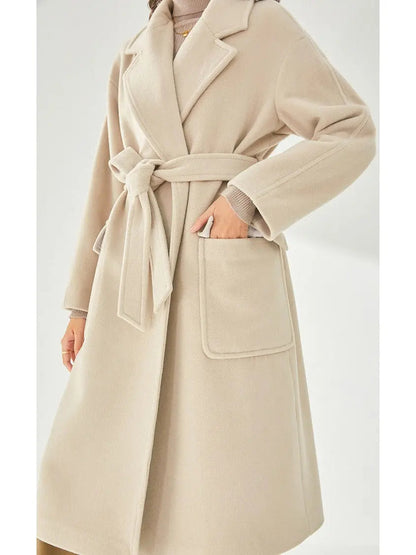 Belted Cashmere Wool Wrap Coat Arcade White - Coats