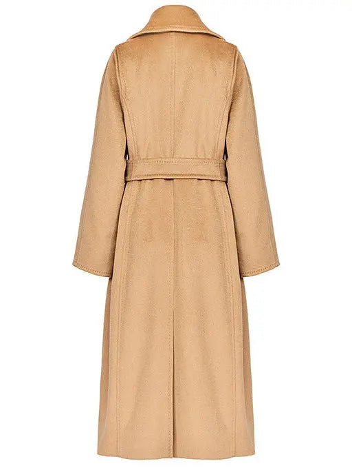 Belted Cashmere Wool Wrap Coat Camel - Coats