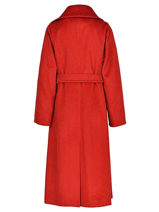 Belted Cashmere Wool Wrap Coat Red - Coats