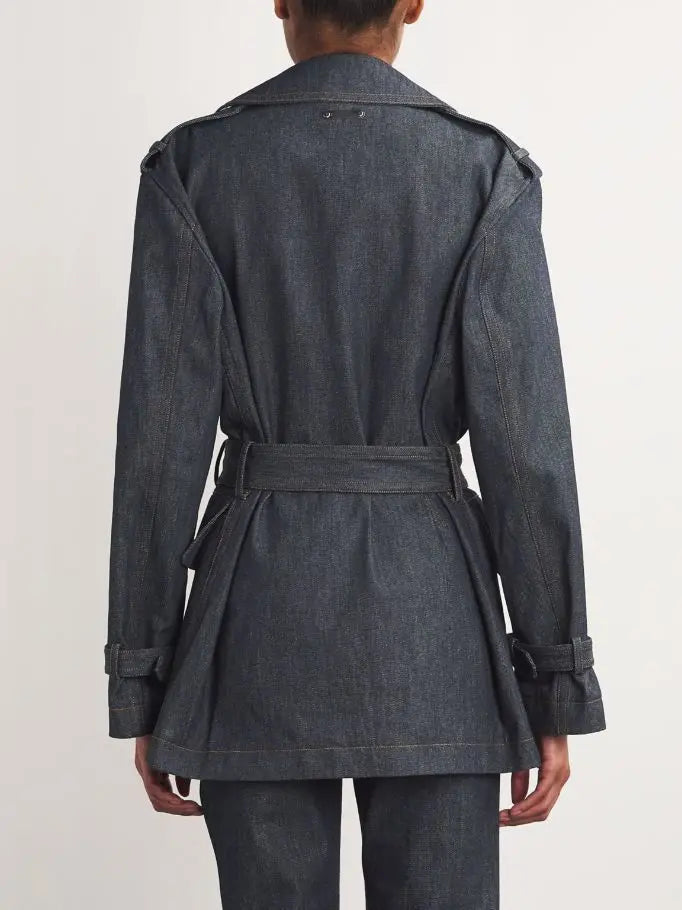 Belted Denim Trench Jacket - Jackets