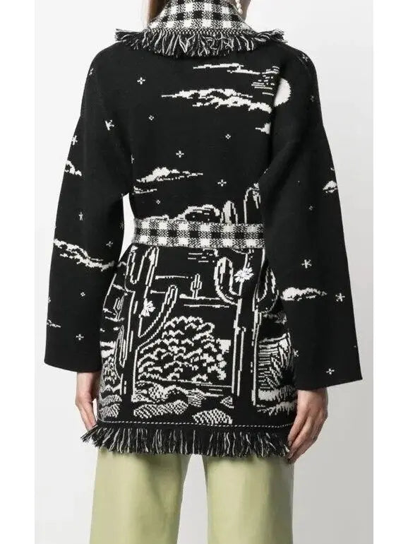 Belted Desert Night Fringed Cardigan - Sweaters & Knitwear