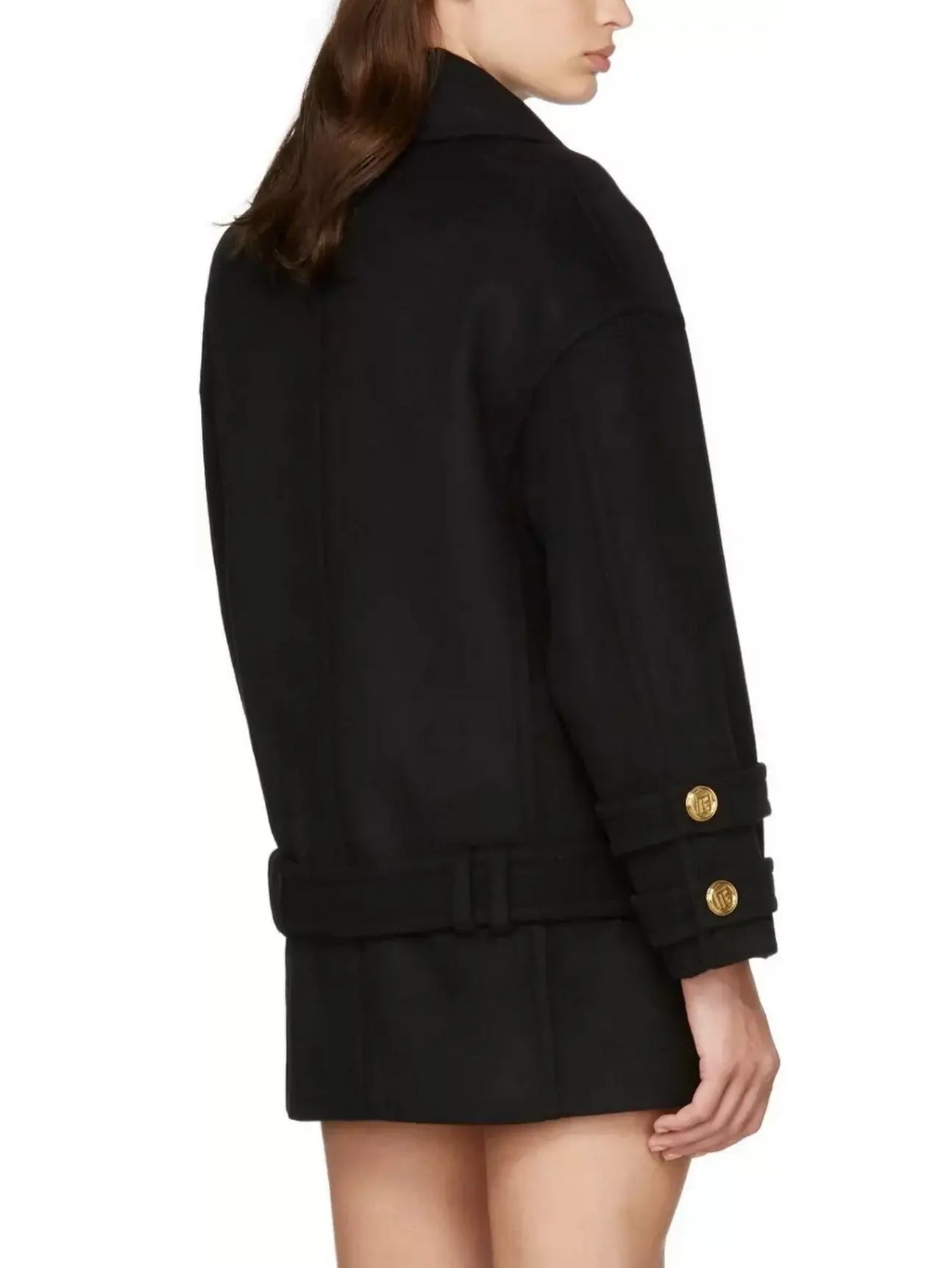 Belted Double-Breasted Cashmere Short Coat - Coats