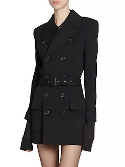 Belted Double-Breasted Wool-Blend Jersey Trench Coat - Coats