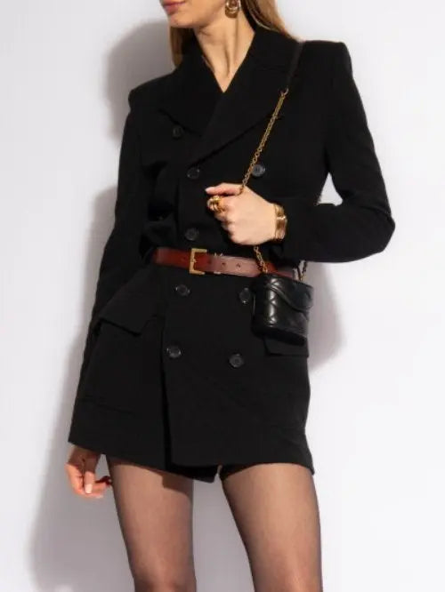 Belted Double-Breasted Wool-Blend Jersey Trench Coat - Coats