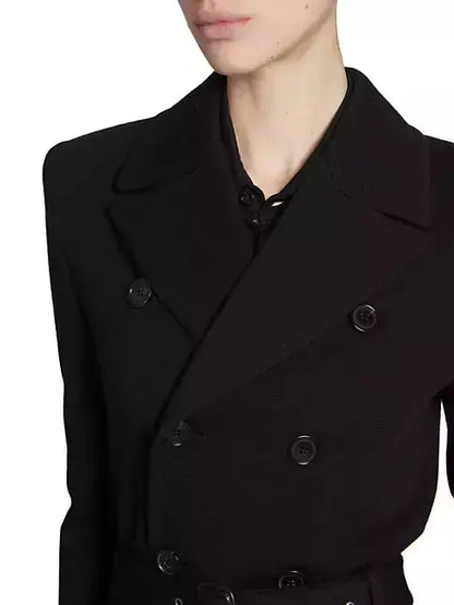 Belted Double-Breasted Wool-Blend Jersey Trench Coat - Coats