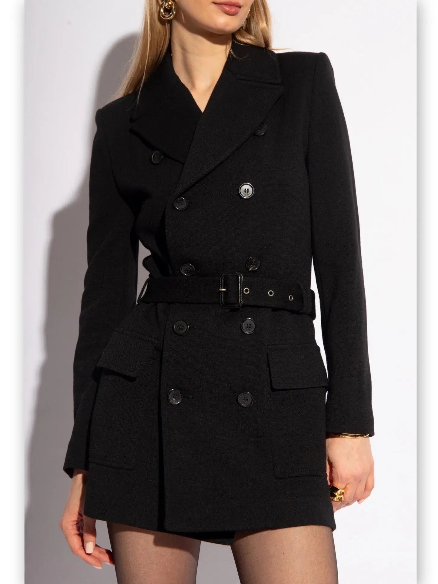 Belted Double-Breasted Wool-Blend Jersey Trench Coat - Coats