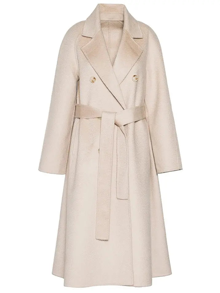 Belted Double-Breasted Wool Cashmere Coat - Coats