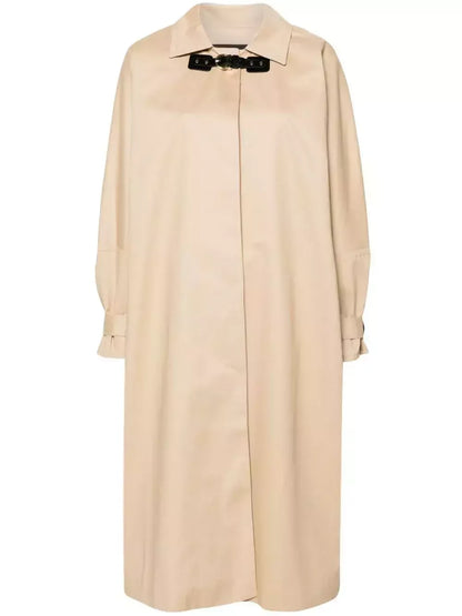 Belted Double-Buckled Long Trench Coat - Coats