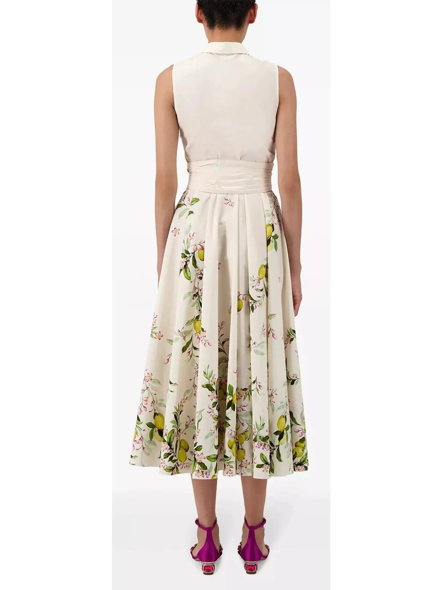 Belted Floral-Print Sleeveless Midi Dress - Dresses