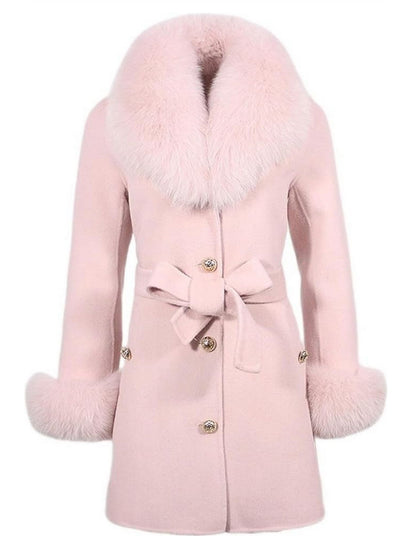 Belted Fur-Trim Wool and Cashmere Short Coat - Coats