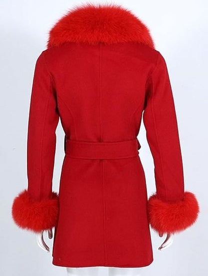 Belted Fur-Trim Wool and Cashmere Short Coat - Coats