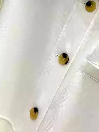 Belted High-Neck Twill Jacket in Ivory - Jackets