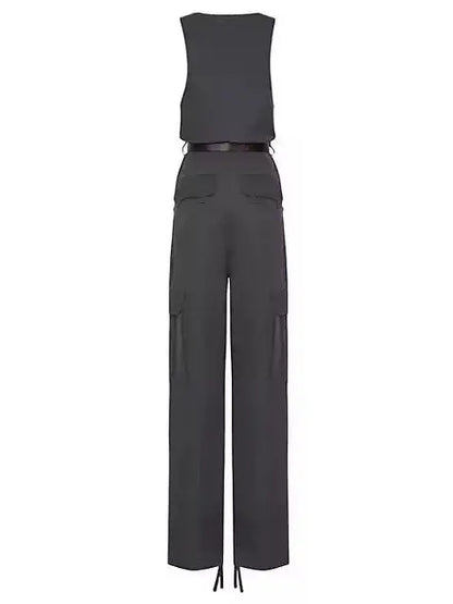 Belted Jumpsuit in Cotton Twill - Suits & Sets