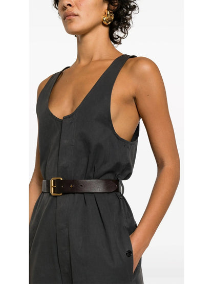 Belted Jumpsuit in Cotton Twill - Suits & Sets