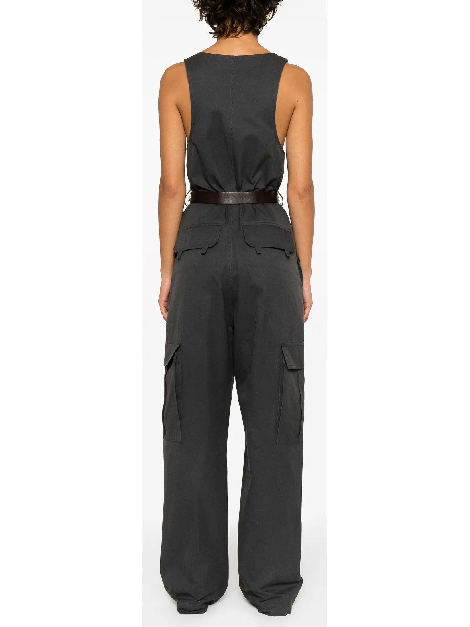 Belted Jumpsuit in Cotton Twill - Suits & Sets