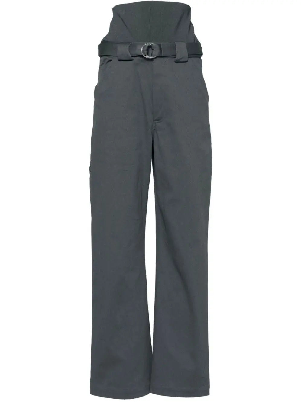 Belted Knit-High-Waist Cotton Pants - Jeans & Pants