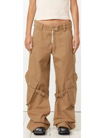 Belted Natural Cotton Cargo Pants - Jeans & Pants