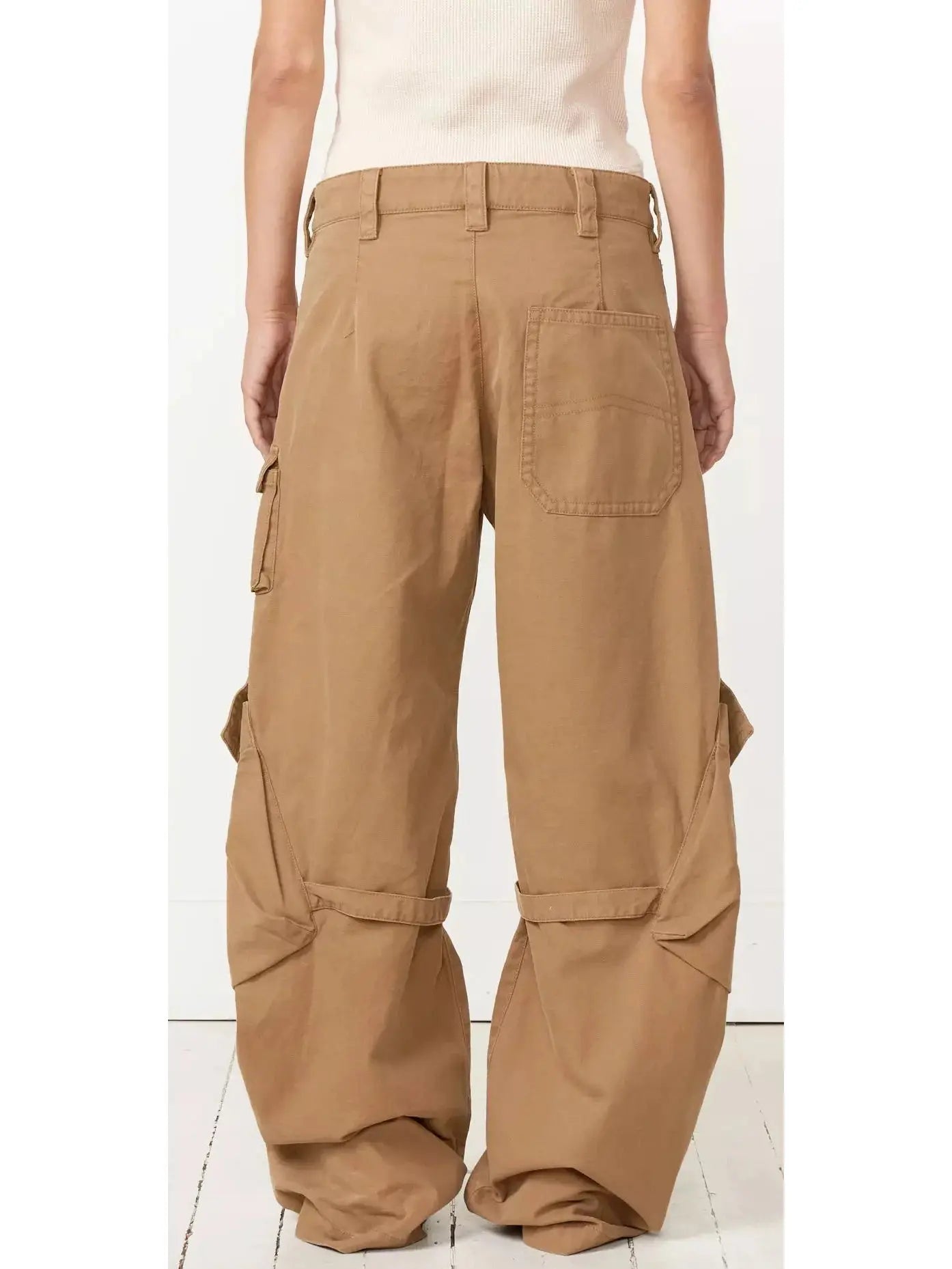 Belted Natural Cotton Cargo Pants - Jeans & Pants