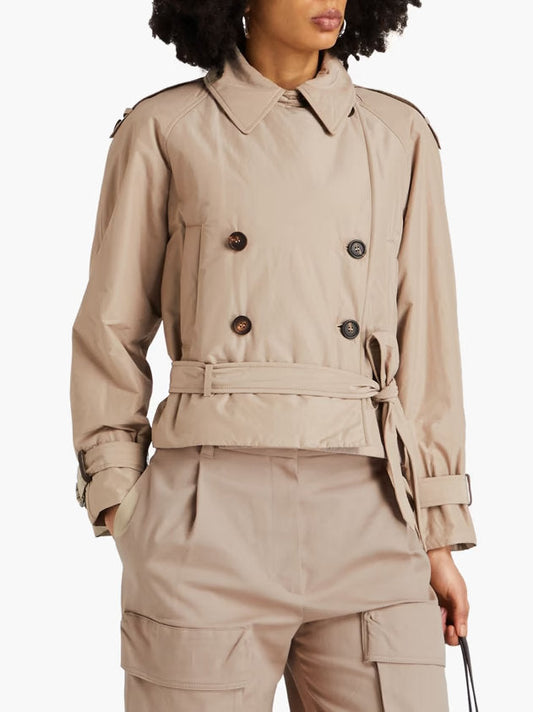 Belted Padded Double-Breasted Trench Jacket - Jackets